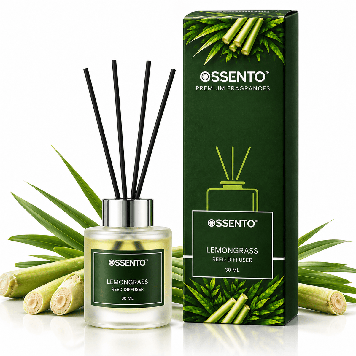 Lemongrass Reed Diffuser for Bathroom & Small Spaces | 30 ml | Long-Lasting Home Fragrance