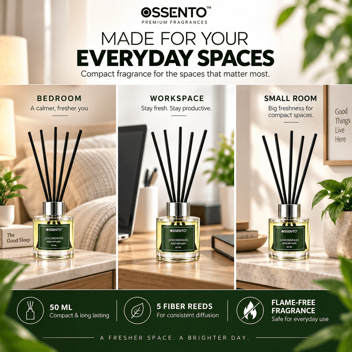 Lemongrass Reed Diffuser for Home & Office | 50 ml