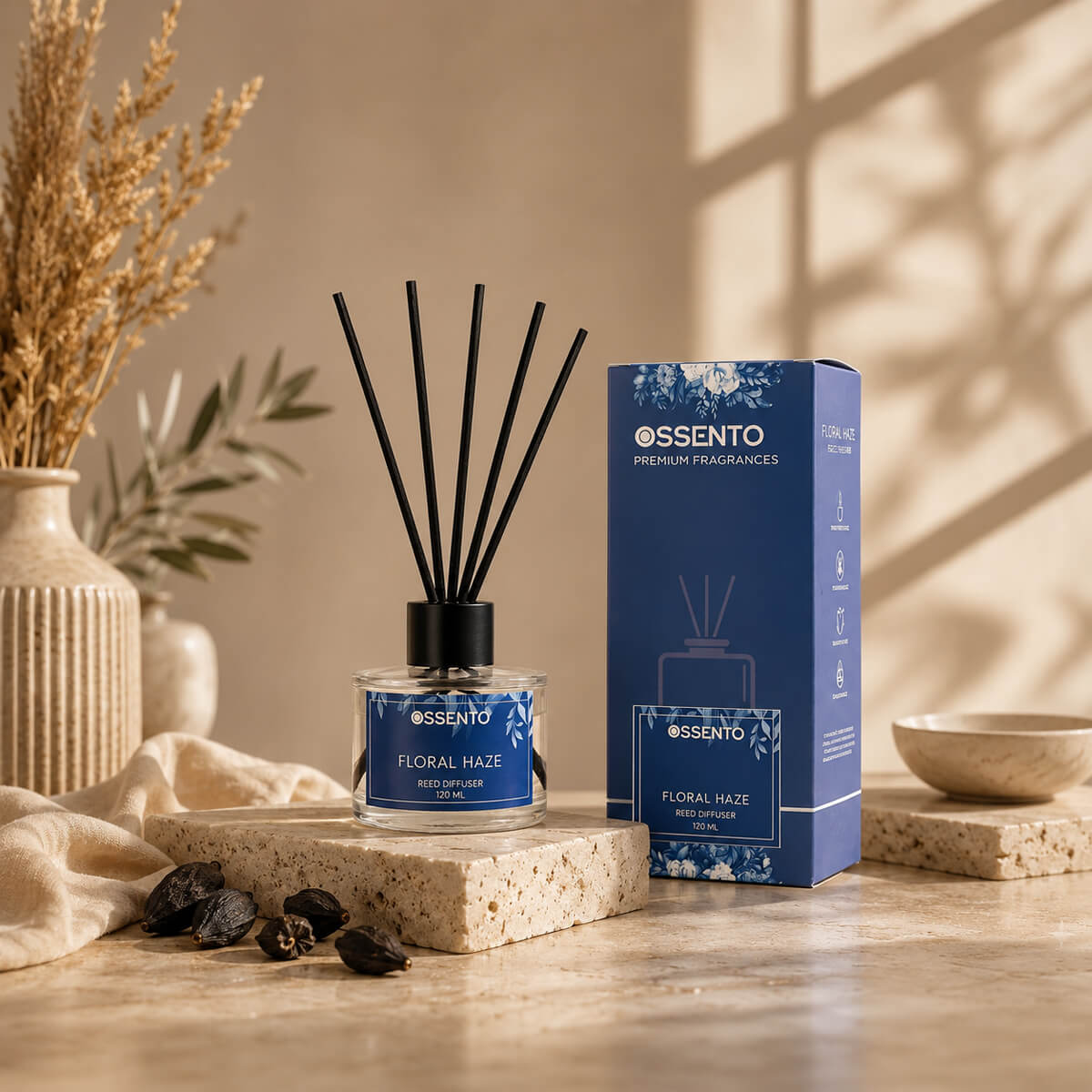 Ossento Luxury Reed Diffuser – 120ml- Floral Haze